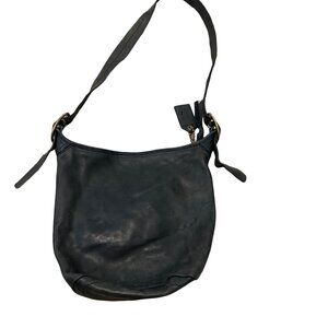 Vintage COACH 11422 Black Leather Bleeker Duffle Bag Cowhide Leather Hobo